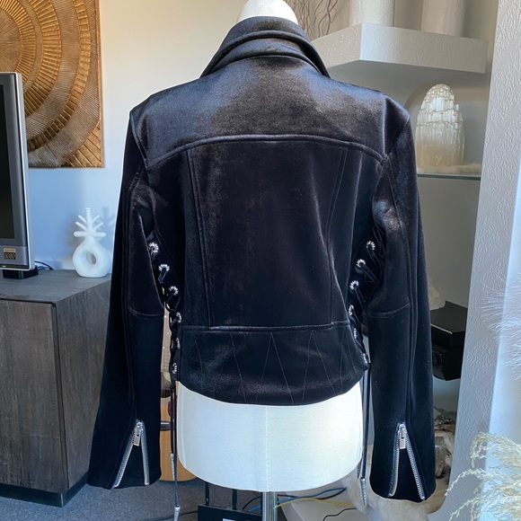 New The Kooples Velvet Lace Up Biker Jacket chrome hearts allsaints zara leather - Picture 6 of 16